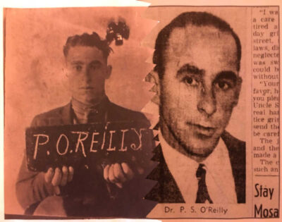 Patrick O'Reilly in 1920 and Dr. O'Reilly in newspapers